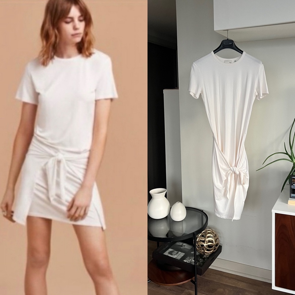 Aritzia Wilfred Free Bair White Stretchy Summer vacation Casual Dress new Sz S
